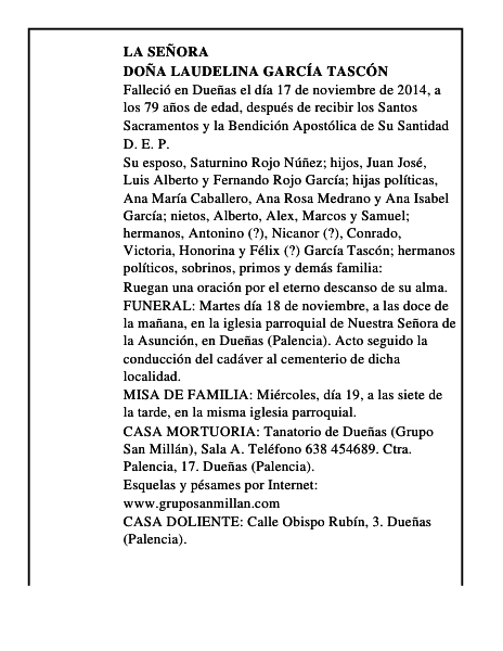 Doña Laudelina García Tascón