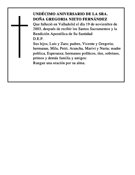 Doña Gregoria Nieto Fernández