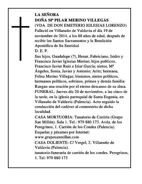Doña Mª Pilar Merino Villegas