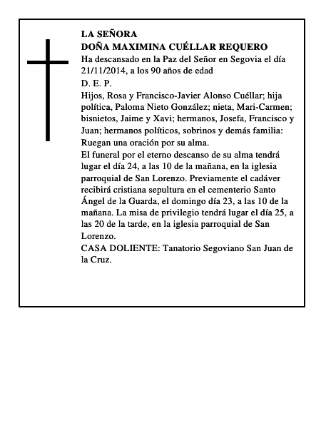 Doña Maximina Cuéllar Requero
