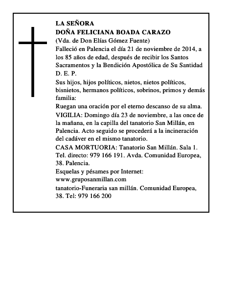Doña Feliciana Boada Carazo