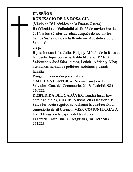 Don Isacio de la Rosa Gil