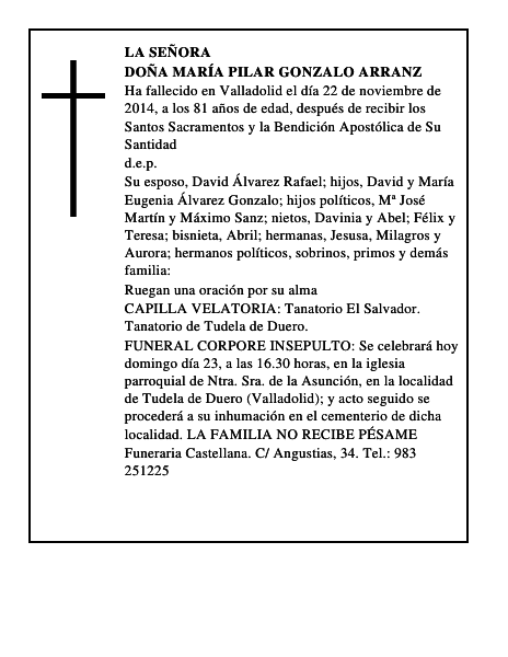 Doña María Pilar Gonzalo Arranz