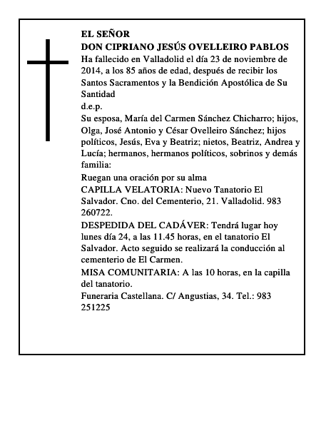 Don Cipriano Jesús Ovelleiro Pablos