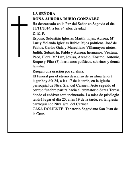 Doña Aurora Rubio González