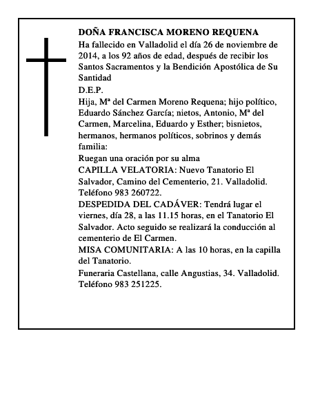 Doña Francisca Moreno Requena