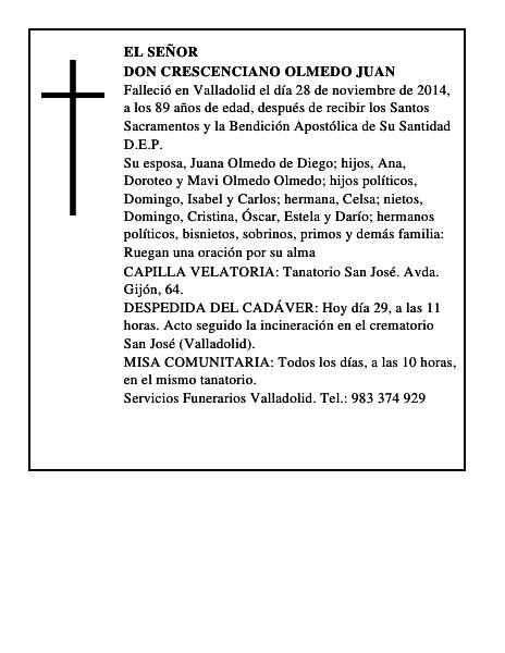 Don Crescenciano Olmedo Juan