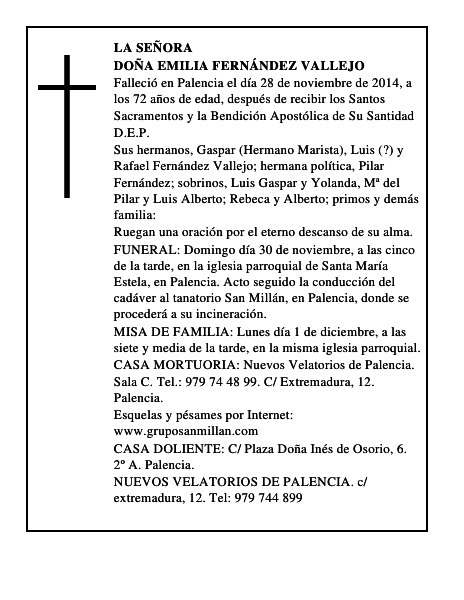 Doña Emilia Fernández Vallejo
