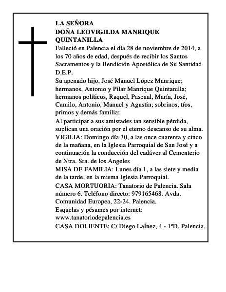 Doña Leovigilda Manrique Quintanilla