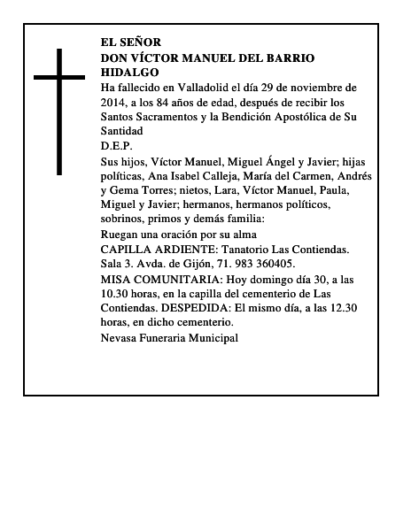 Don Víctor Manuel del Barrio Hidalgo
