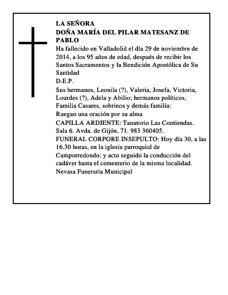 Doña María del Pilar Matesanz de Pablo