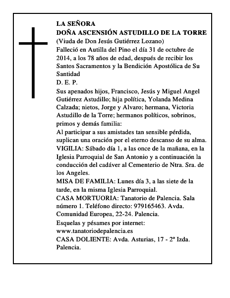 Doña Ascensión Astudillo de la Torre