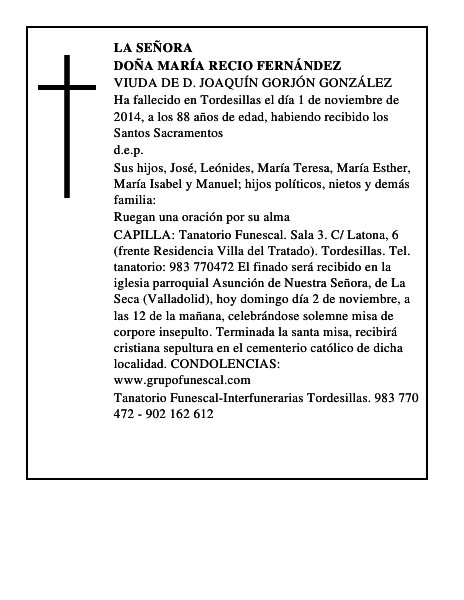 Doña María Recio Fernández