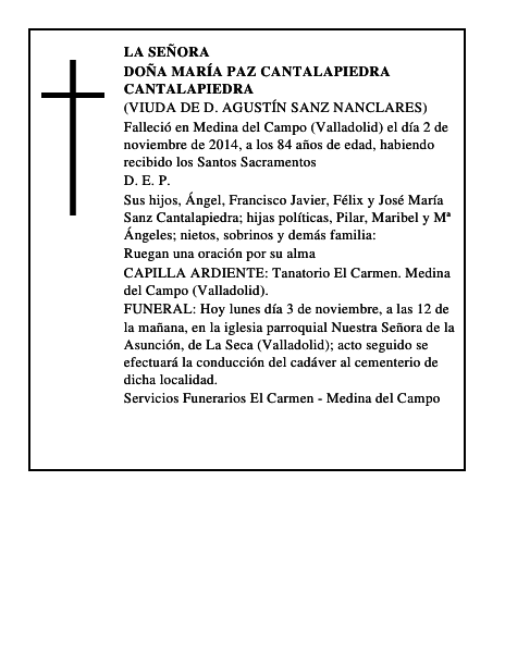 Doña María Paz Cantalapiedra Cantalapiedra