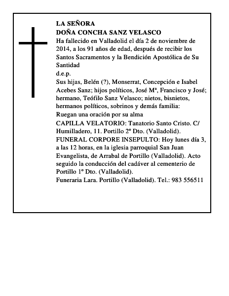 Doña Concha Sanz Velasco