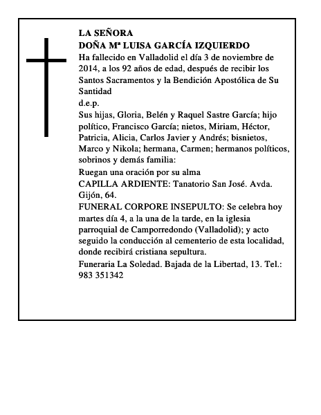 Doña Mª Luisa García Izquierdo
