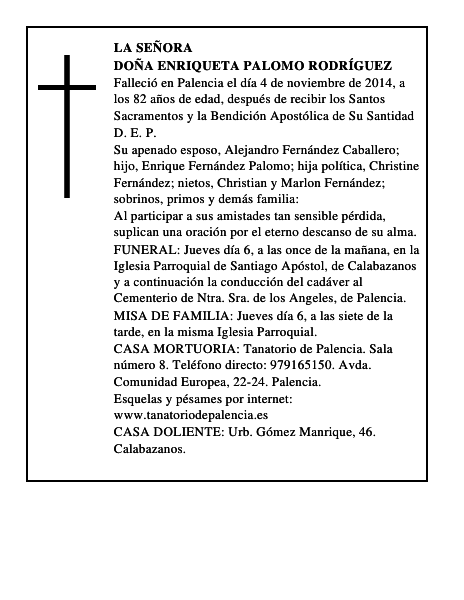 Doña Enriqueta Palomo Rodríguez