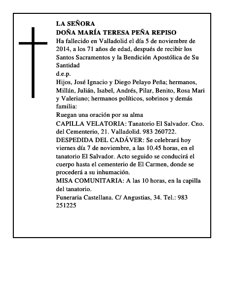 Doña María Teresa Peña Repiso