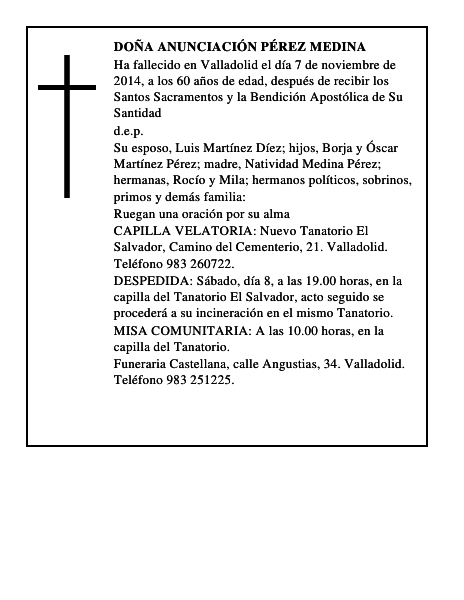 Doña Anunciación Pérez Medina