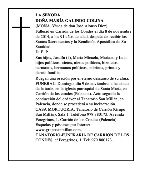 Doña María Galindo Colina