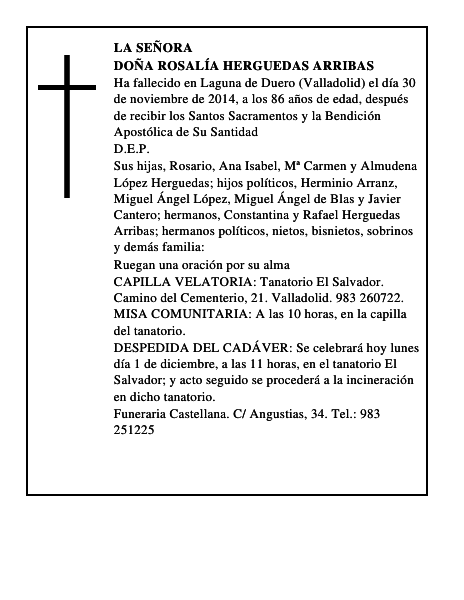 Doña Rosalía Herguedas Arribas