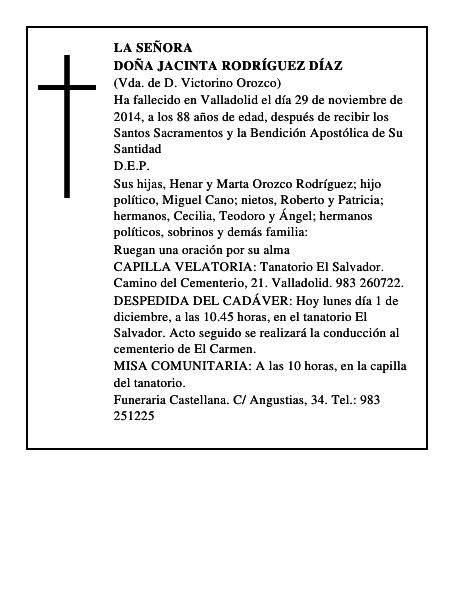 Doña Jacinta Rodríguez Díaz