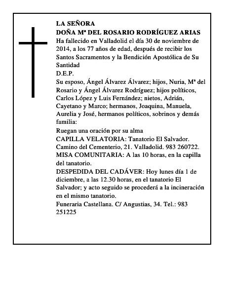 Doña Mª del Rosario Rodríguez Arias