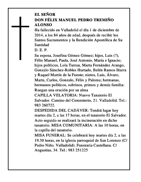 Don Félix Manuel Pedro Tremiño Alonso