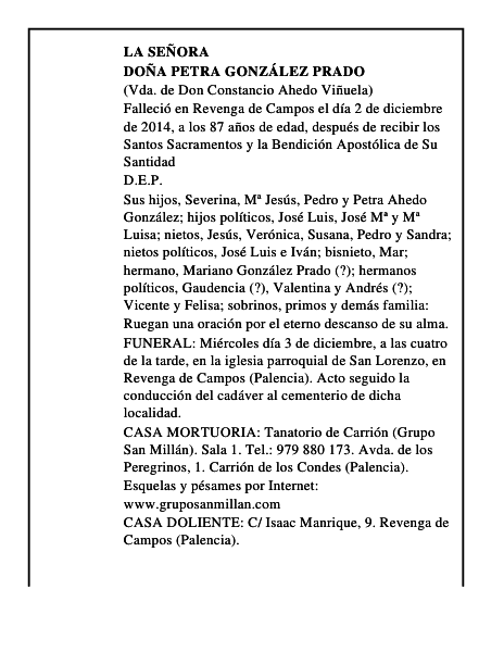 Doña Petra González Prado