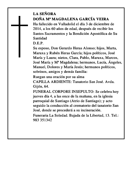 Doña Mª Magdalena García Veira