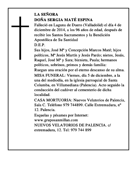 Doña Sergia Maté Espina