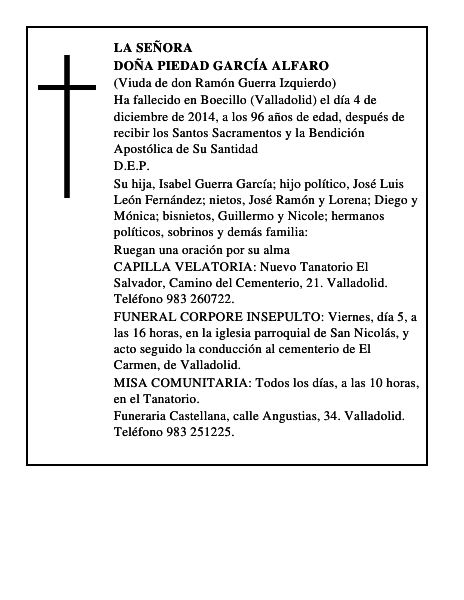 Doña Piedad García Alfaro