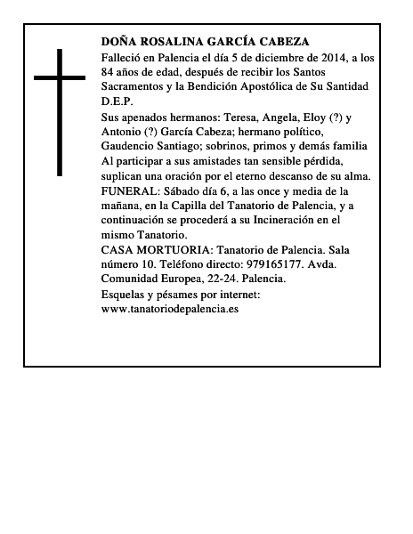Doña Rosalina García Cabeza