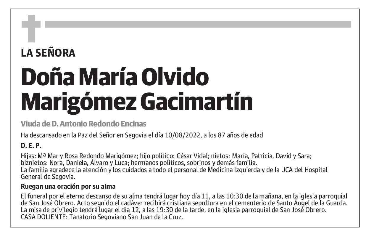 Doña María Olvido Marigómez Garcimartín