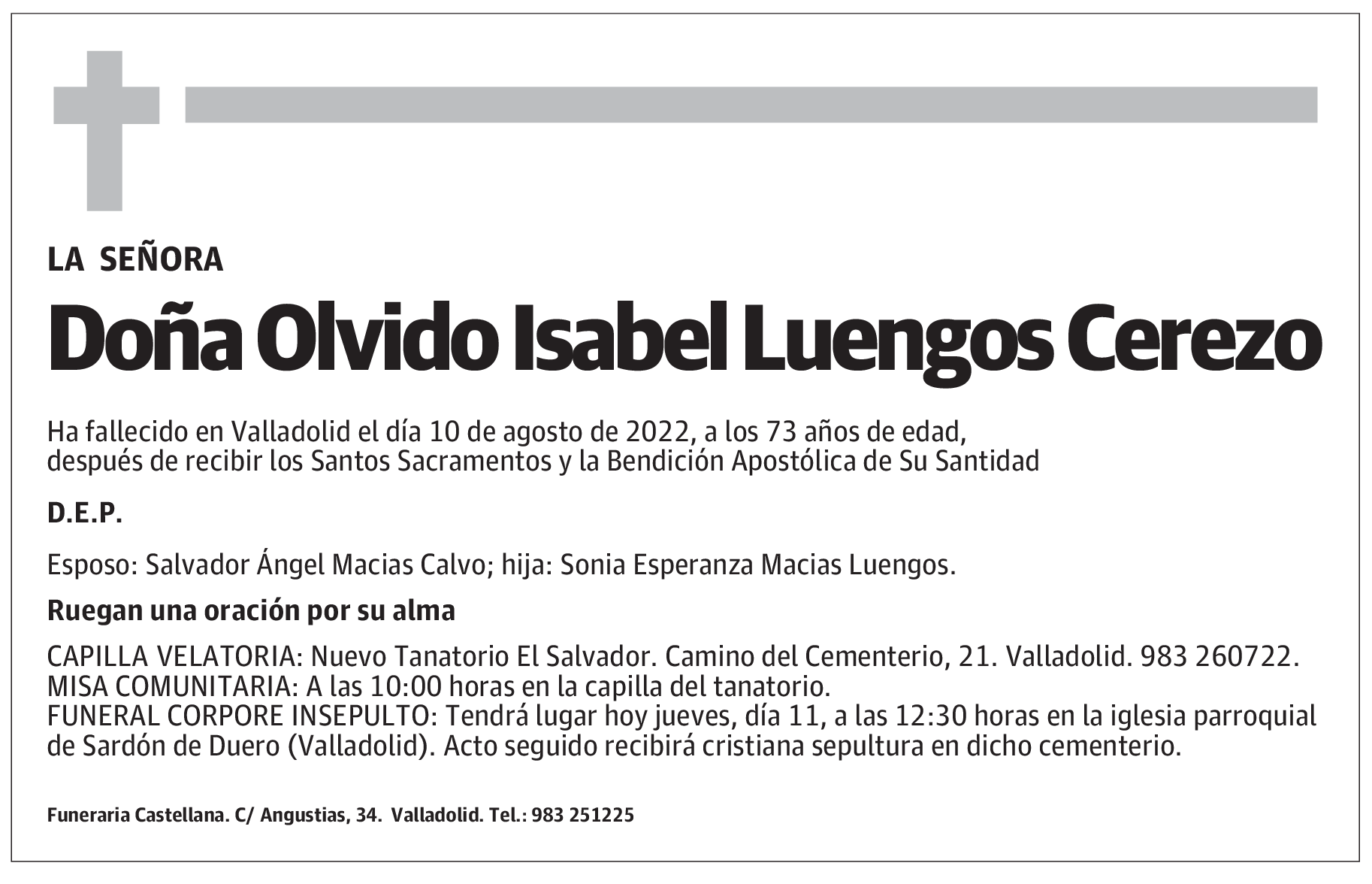 Doña Olvido Isabel Luengos Cerezo