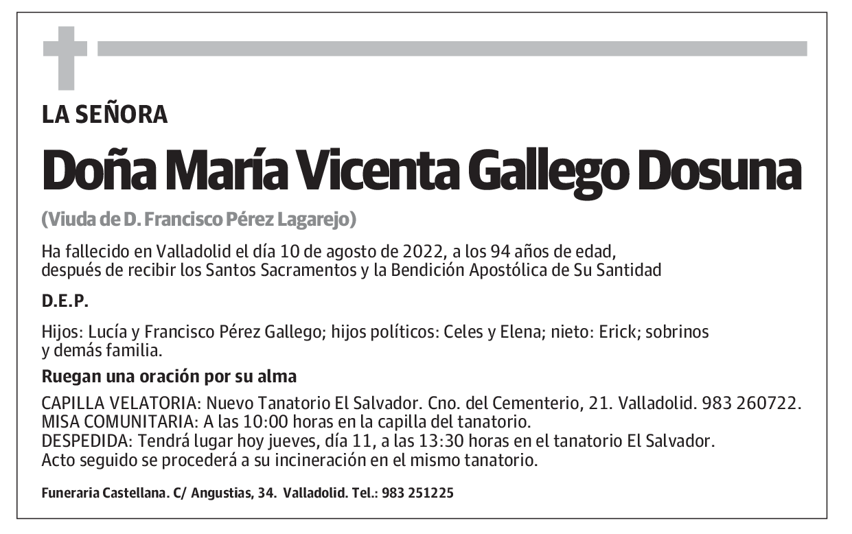 Doña María Vicenta Gallego Dosuna