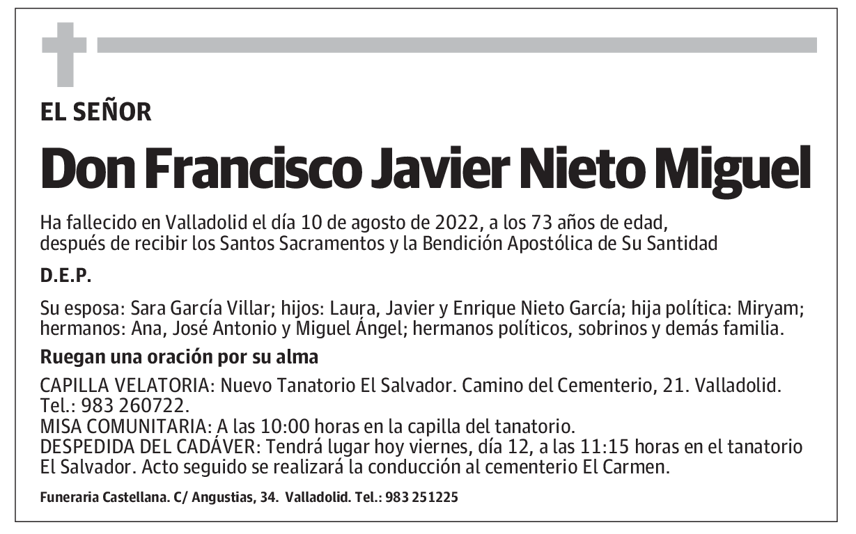 Don Francisco Javier Nieto Miguel