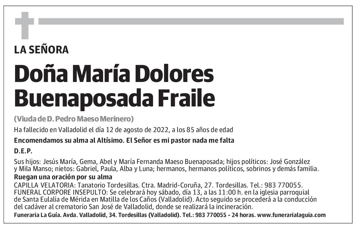 Doña María Dolores Buenaposada Fraile