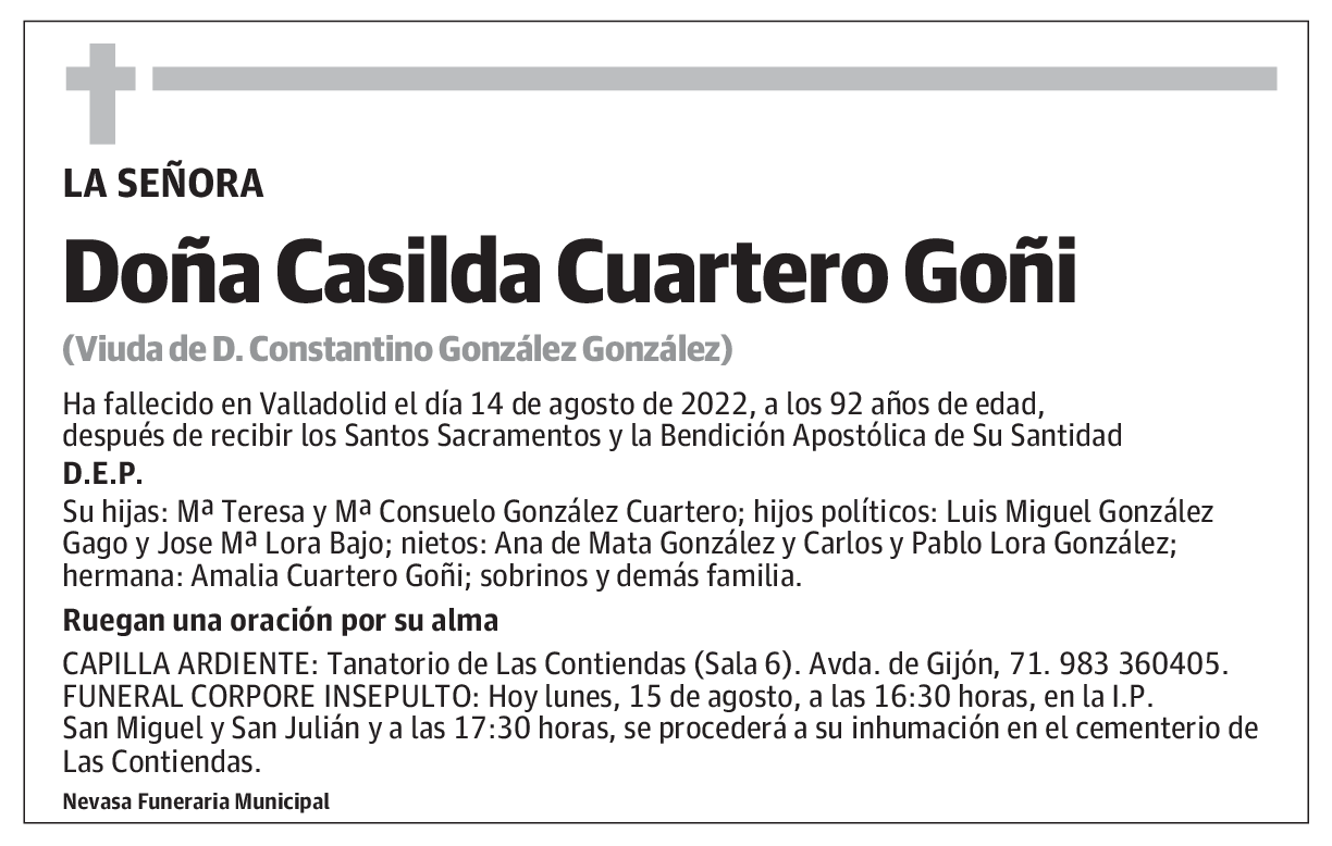 Doña Casilda Cuartero Goñi