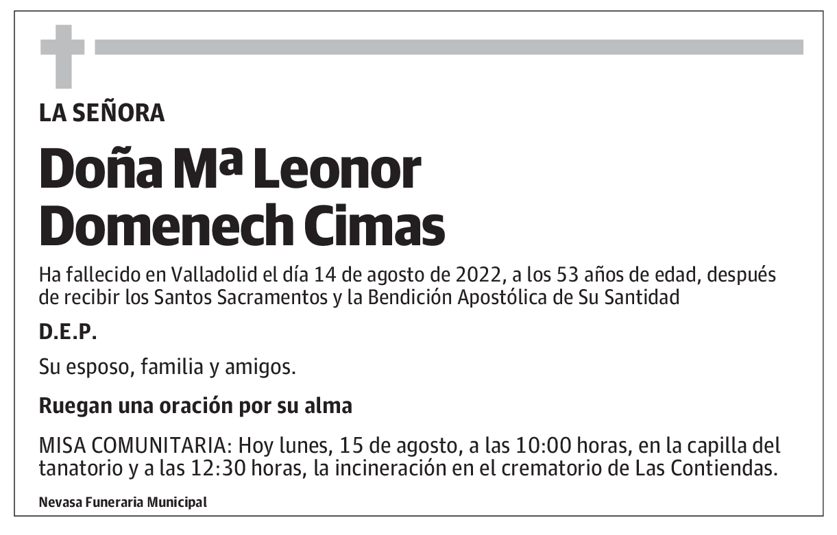 Doña Mª Leonor Domenech Cimas