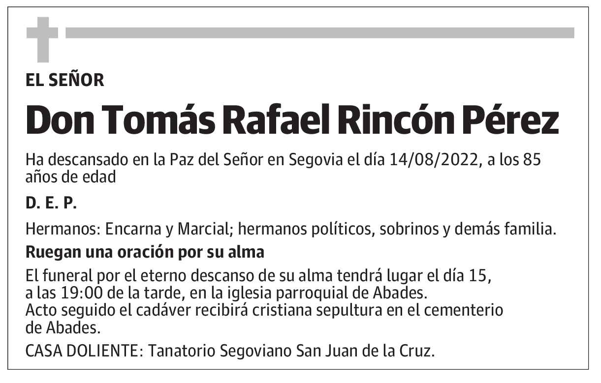 Don Tomás Rafael Rincón Pérez