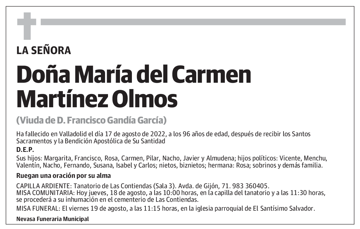 Doña María del Carmen Martínez Olmos