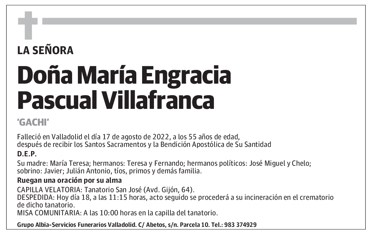 Doña María Engracia Pascual Villafranca
