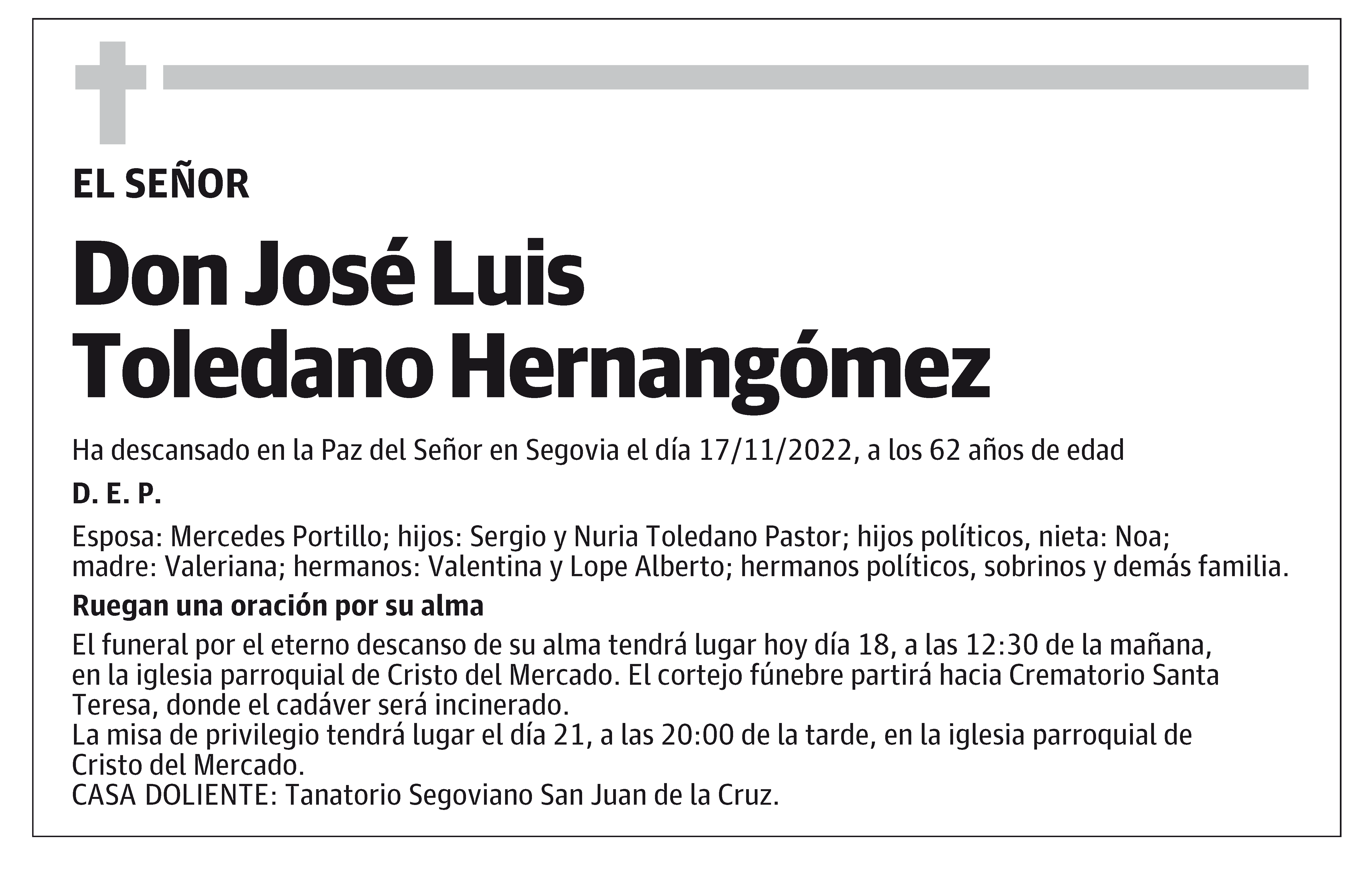 Don José Luis Toledano Hernangómez