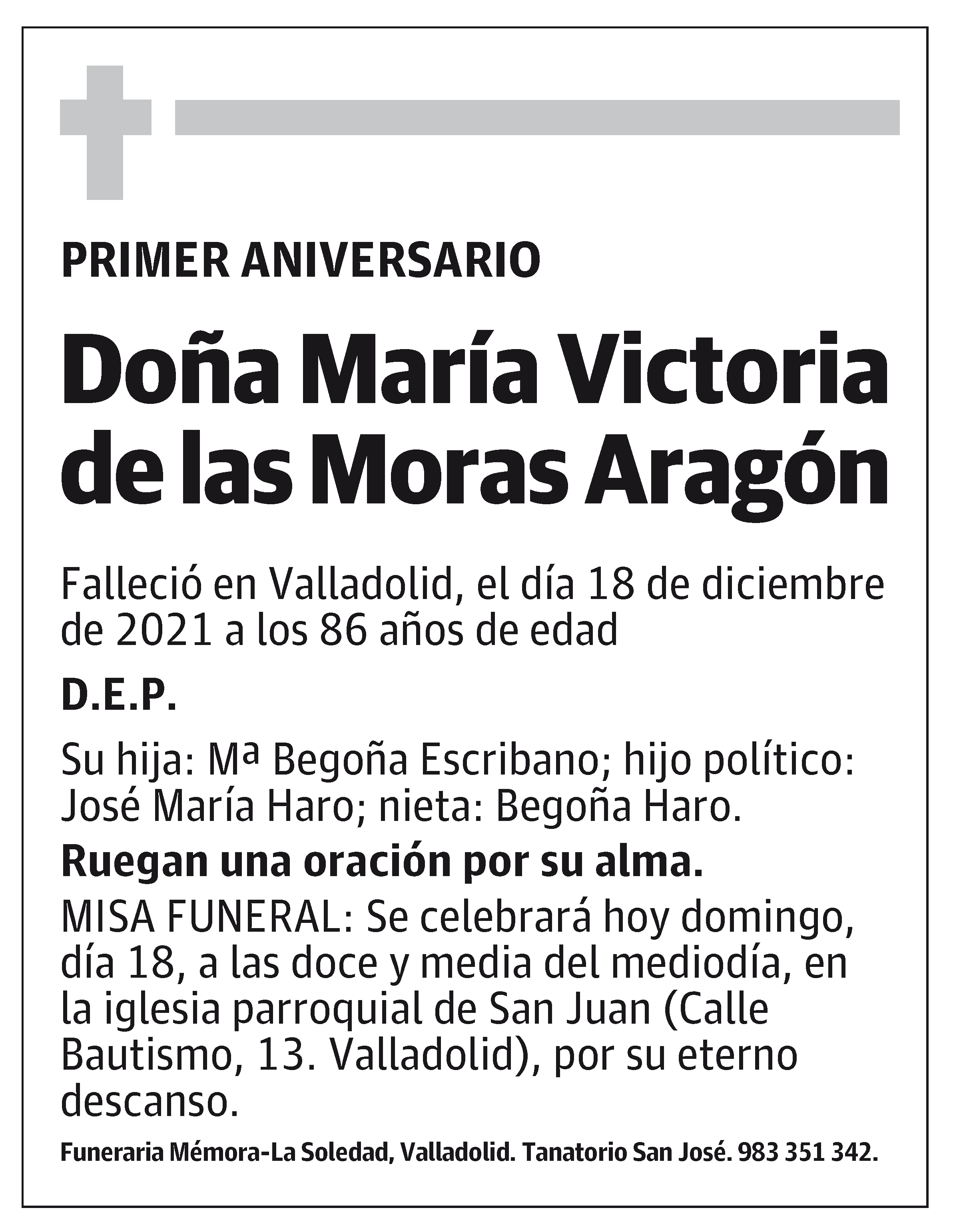 Doña María Victoria de las Moras Aragón