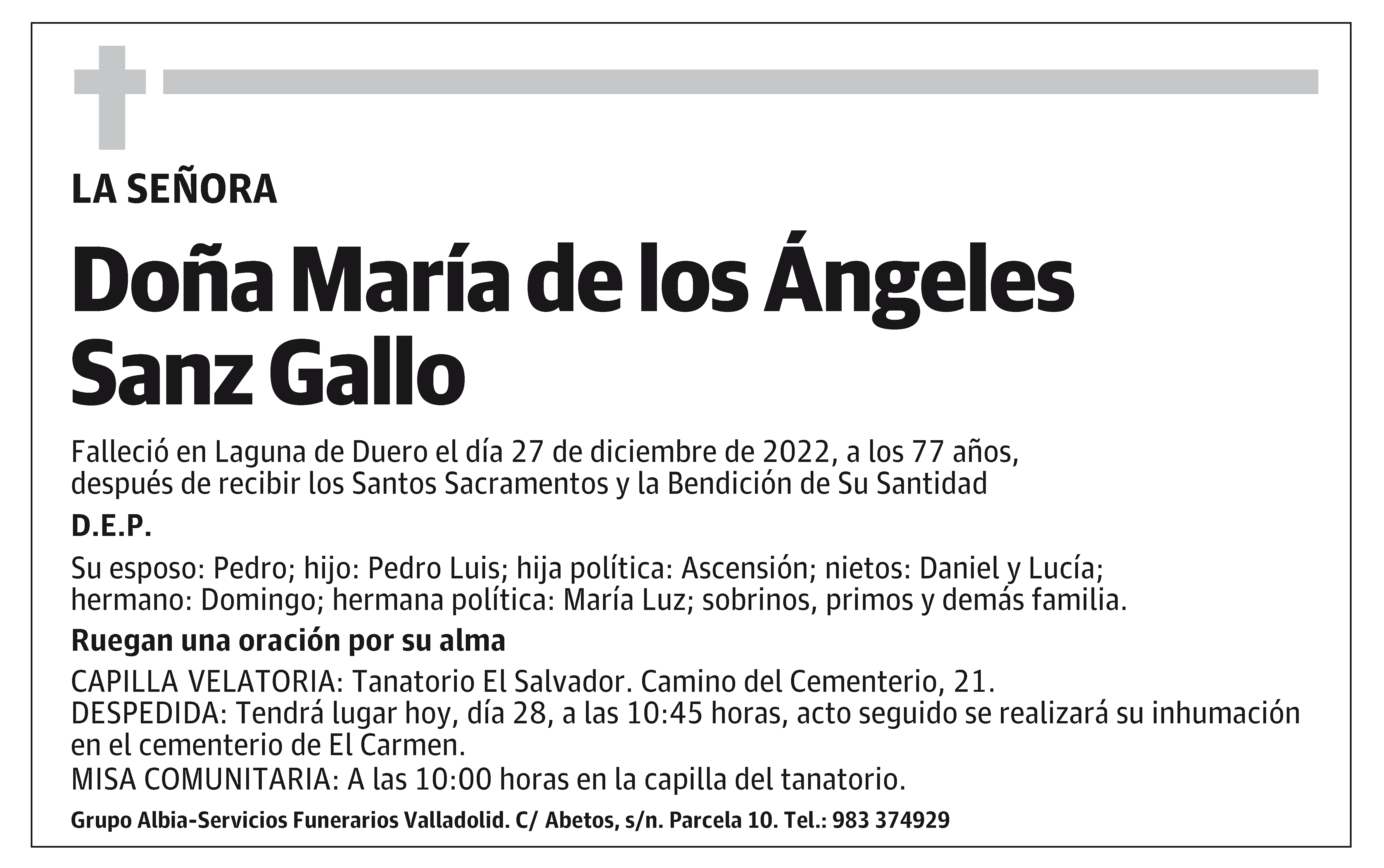 Doña María de los Ángeles Sanz Gallo