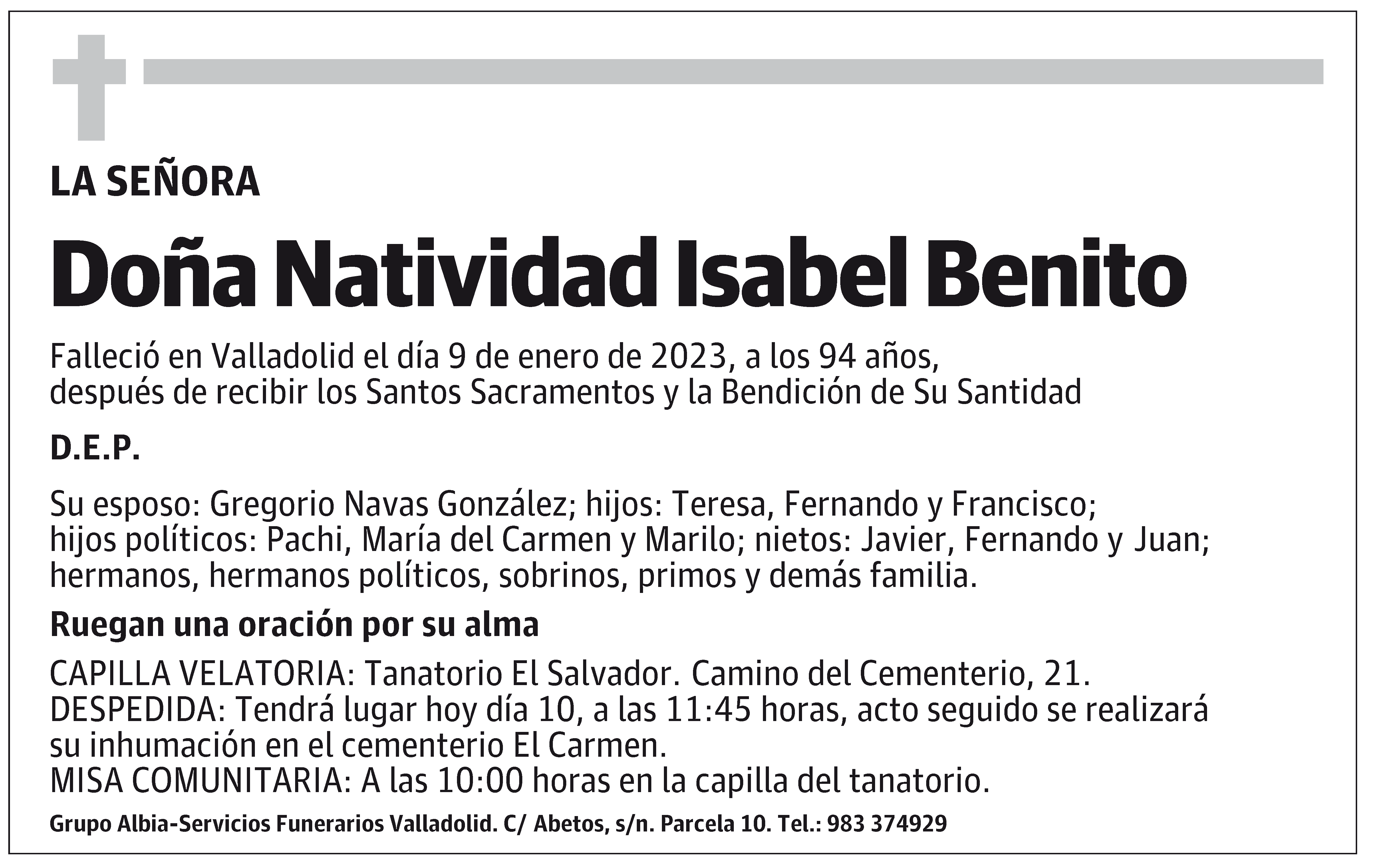 Natividad Isabel Benito