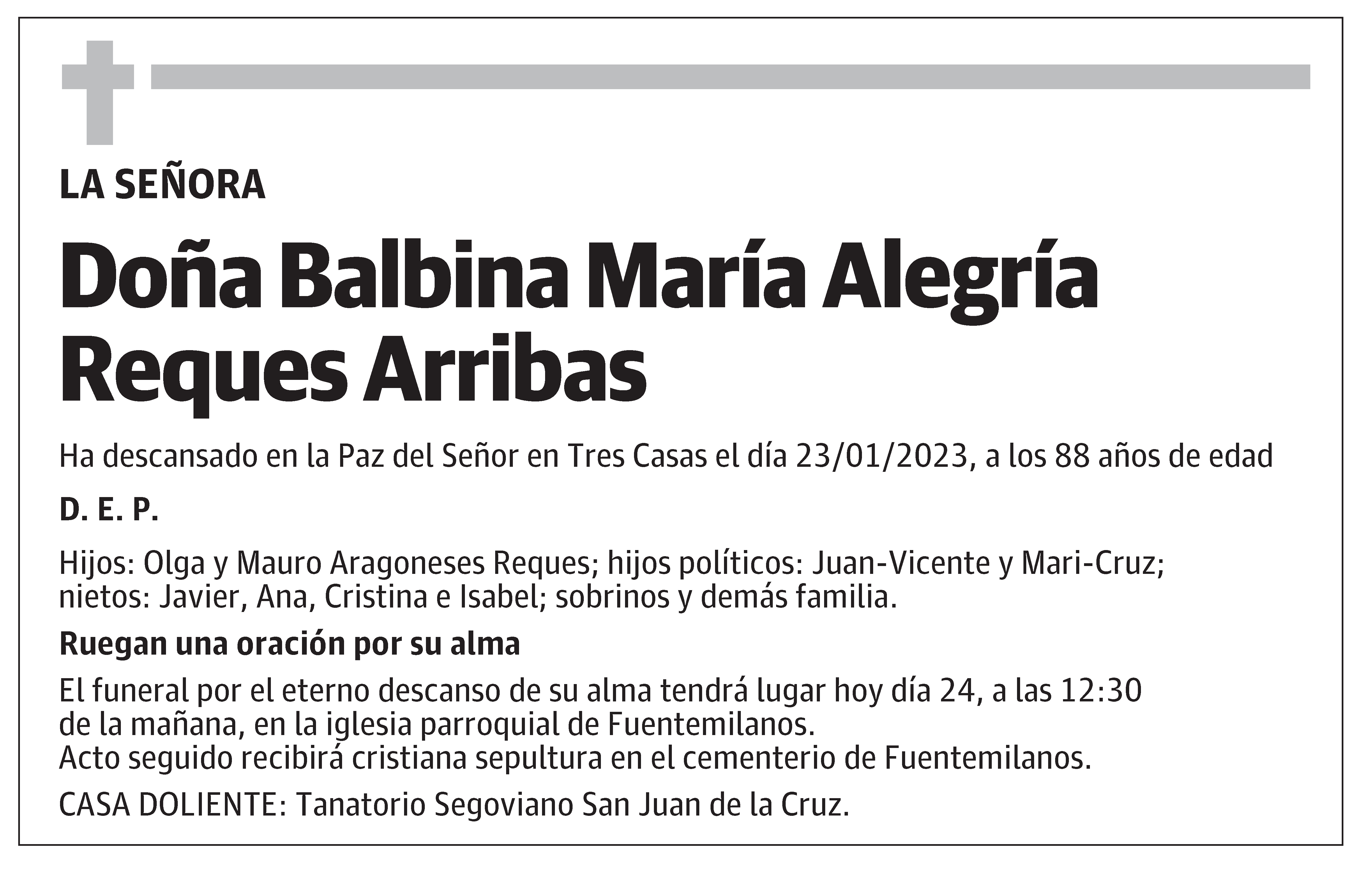 Balbina María Alegría Reques Arribas