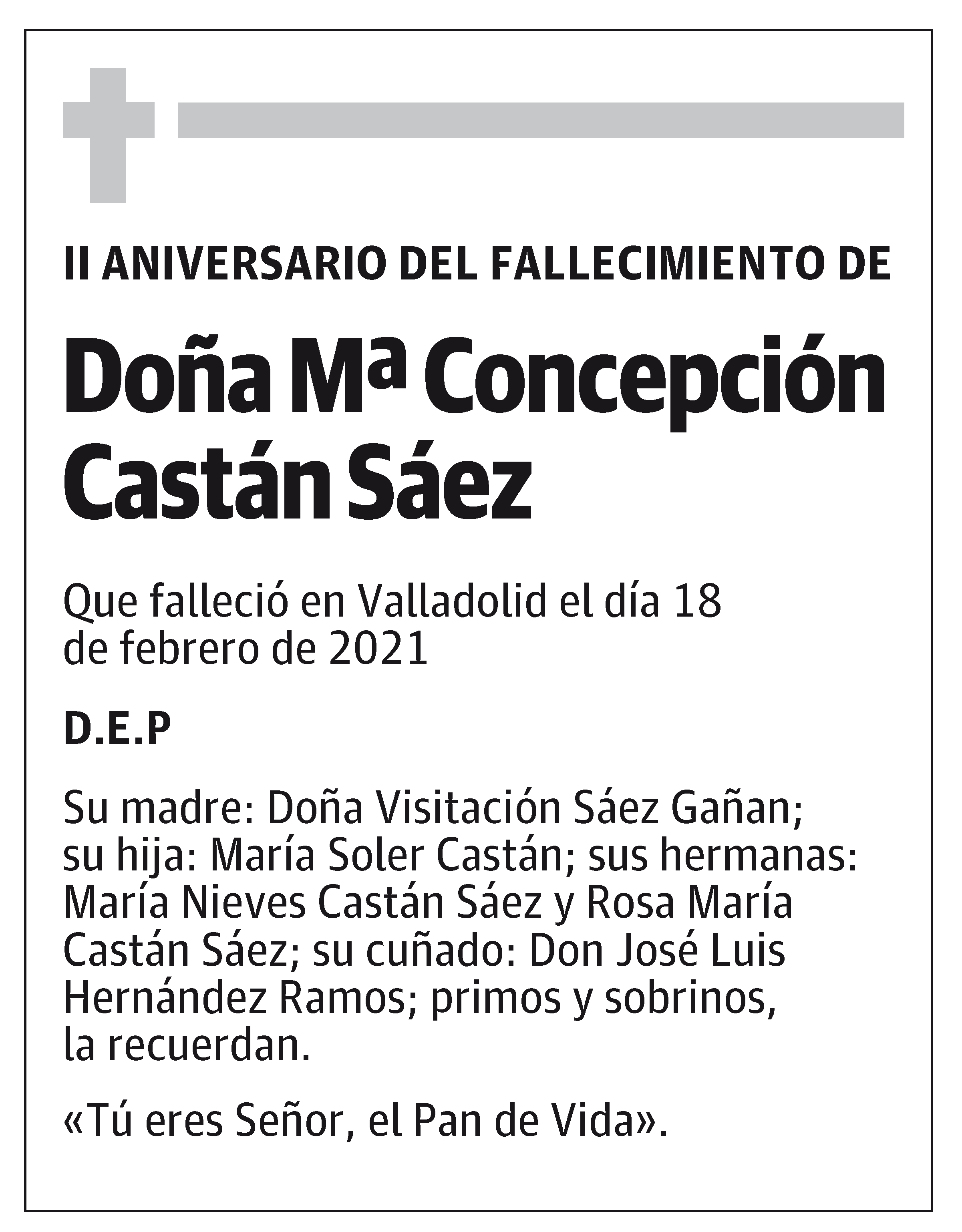 Doña Mª Concepción Castán Sáez