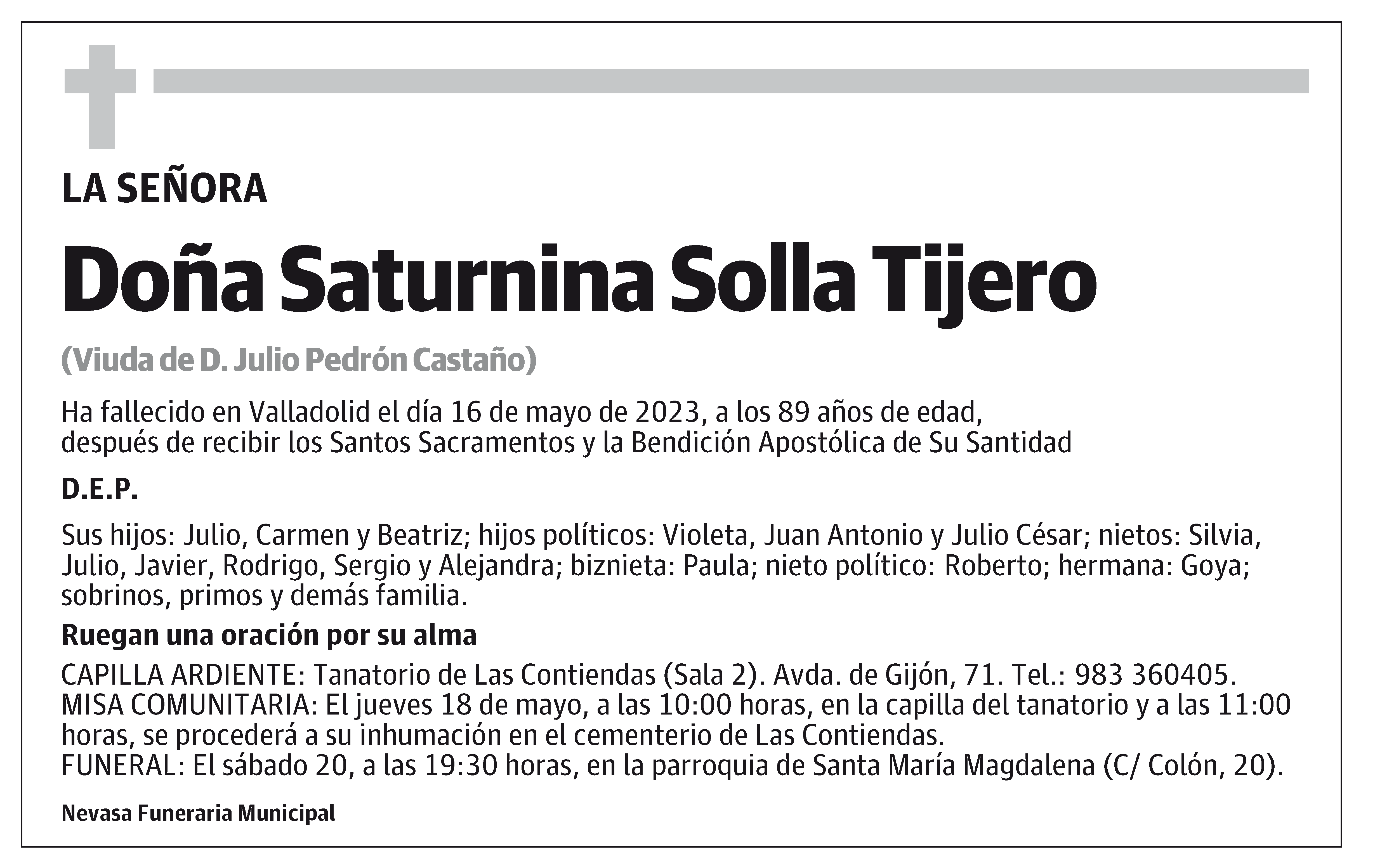 Saturnina Solla Tijero